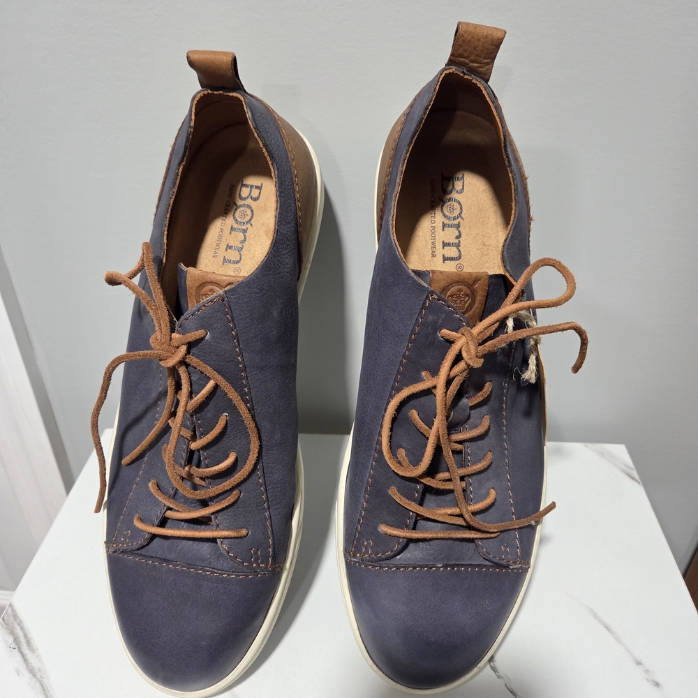 Born Navy Blue Sneakers with Brown Laces